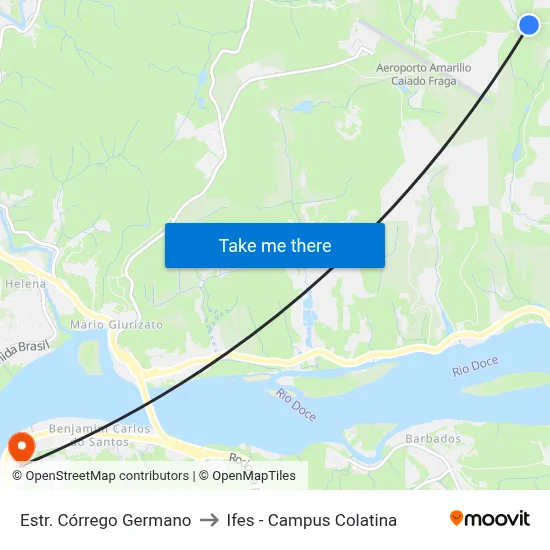 Estr. Córrego Germano to Ifes - Campus Colatina map
