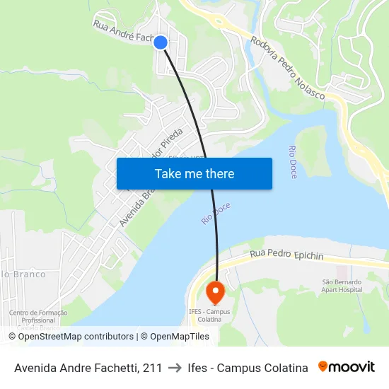 Avenida Andre Fachetti, 211 to Ifes - Campus Colatina map