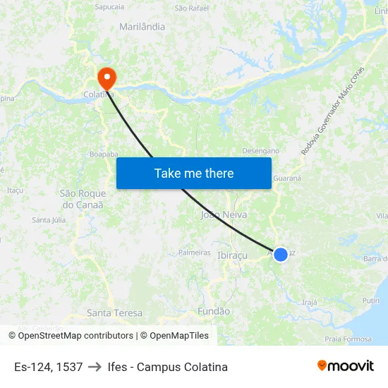 Es-124, 1537 to Ifes - Campus Colatina map