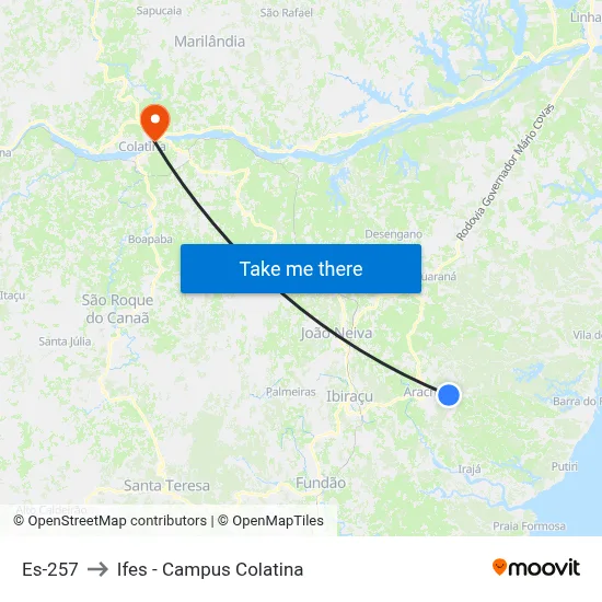 Es-257 to Ifes - Campus Colatina map