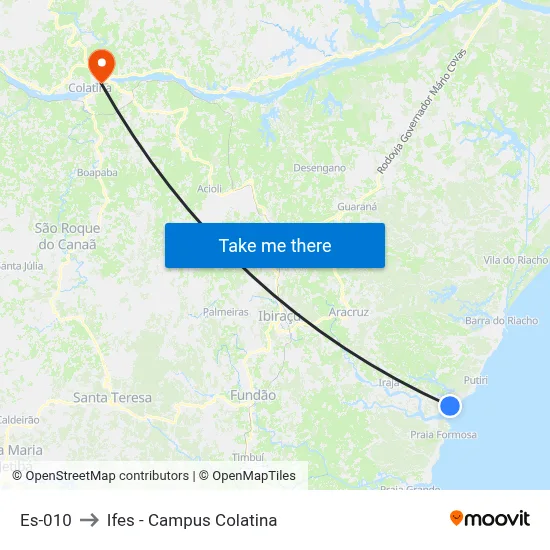 Es-010 to Ifes - Campus Colatina map