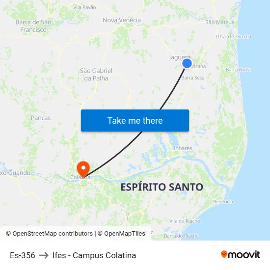 Es-356 to Ifes - Campus Colatina map
