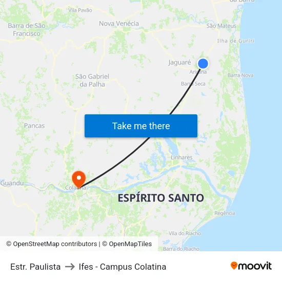 Estr. Paulista to Ifes - Campus Colatina map