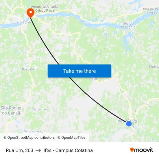 Rua Um, 203 to Ifes - Campus Colatina map