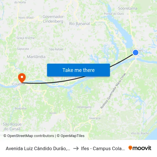 Avenida Luiz Cândido Durão, 975 to Ifes - Campus Colatina map