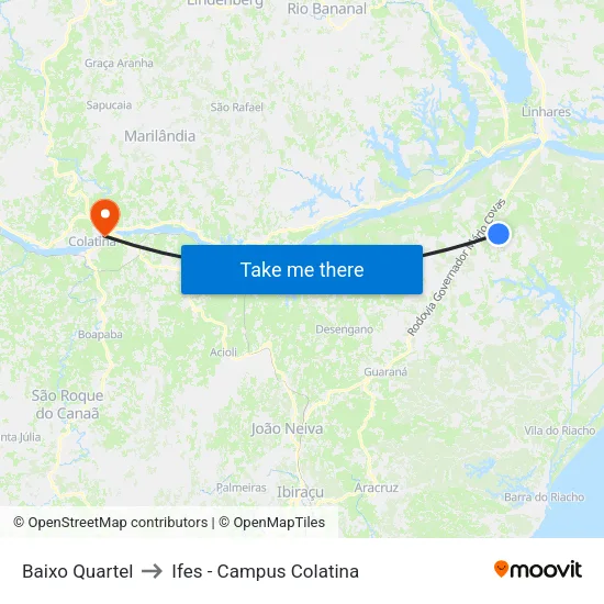 Baixo Quartel to Ifes - Campus Colatina map