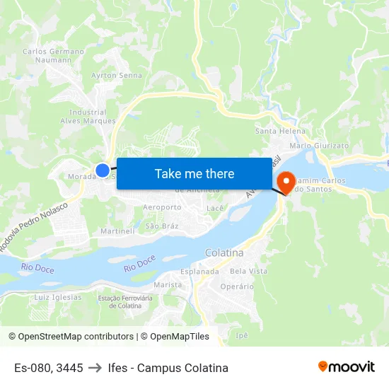 Es-080, 3445 to Ifes - Campus Colatina map