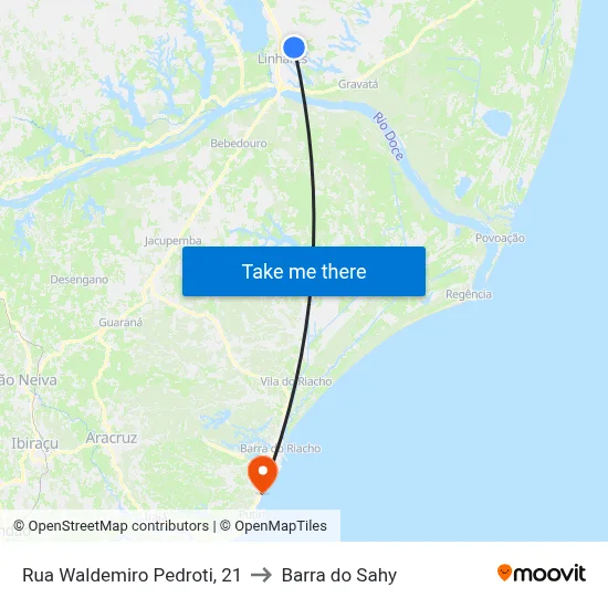 Rua Waldemiro Pedroti, 21 to Barra do Sahy map