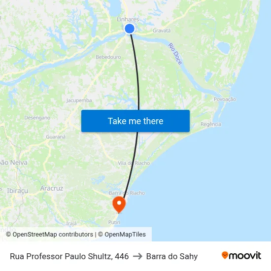 Rua Professor Paulo Shultz, 446 to Barra do Sahy map