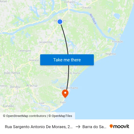 Rua Sargento Antonio De Moraes, 240 to Barra do Sahy map