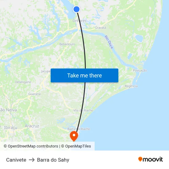 Canivete to Barra do Sahy map