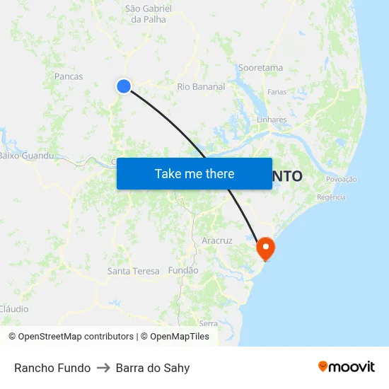 Rancho Fundo to Barra do Sahy map