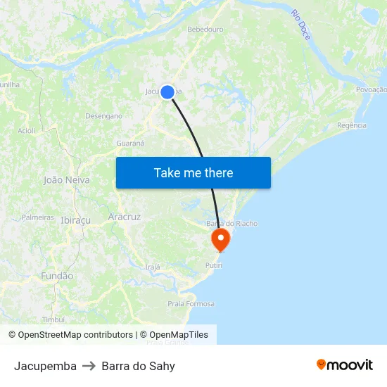 Jacupemba to Barra do Sahy map