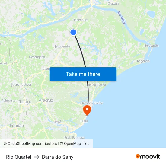 Rio Quartel to Barra do Sahy map