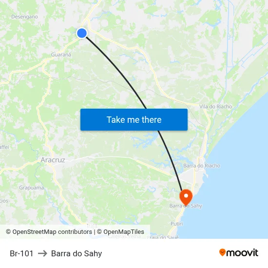 Br-101 to Barra do Sahy map