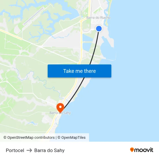 Portocel to Barra do Sahy map