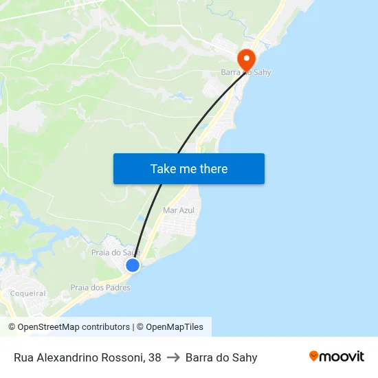 Rua Alexandrino Rossoni, 38 to Barra do Sahy map