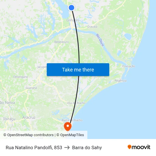 Rua Natalino Pandolfi, 853 to Barra do Sahy map