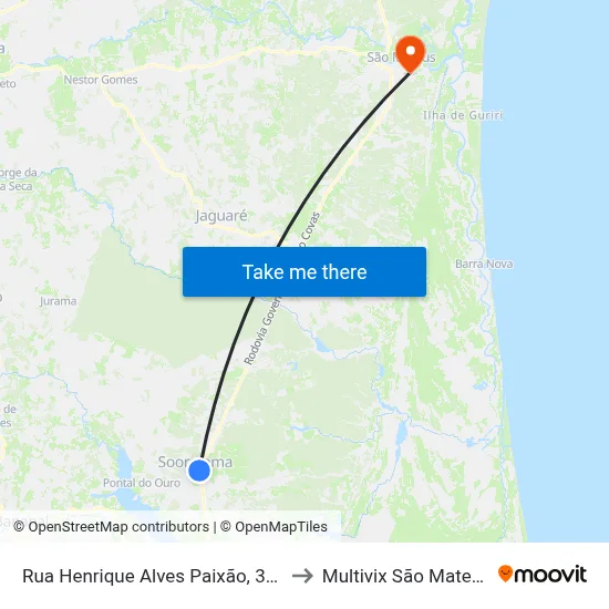 Rua Henrique Alves Paixão, 361 to Multivix São Mateus map