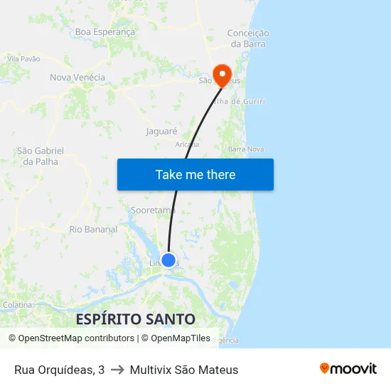 Rua Orquídeas, 3 to Multivix São Mateus map