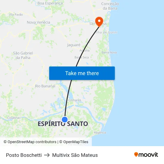 Posto Boschetti to Multivix São Mateus map
