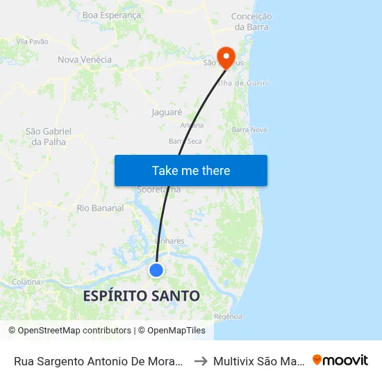 Rua Sargento Antonio De Moraes, 240 to Multivix São Mateus map