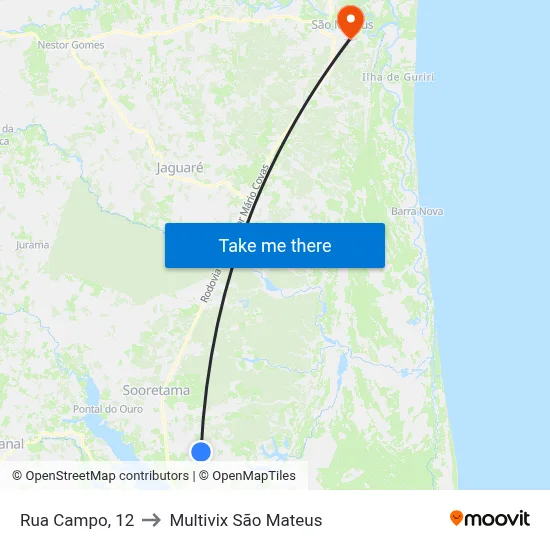 Rua Campo, 12 to Multivix São Mateus map