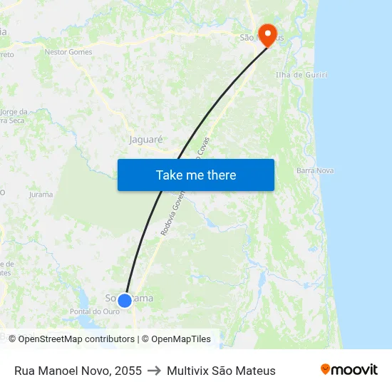 Rua Manoel Novo, 2055 to Multivix São Mateus map