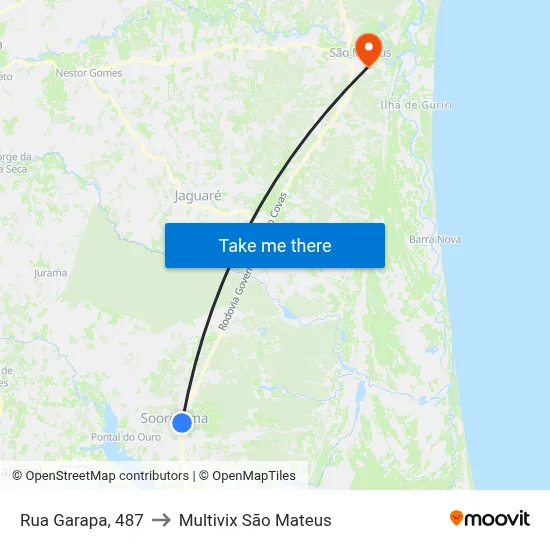 Rua Garapa, 487 to Multivix São Mateus map