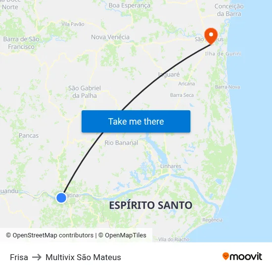 Frisa to Multivix São Mateus map