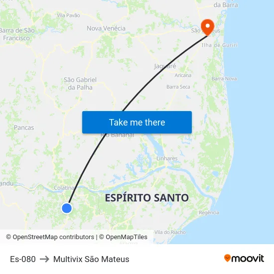 Es-080 to Multivix São Mateus map