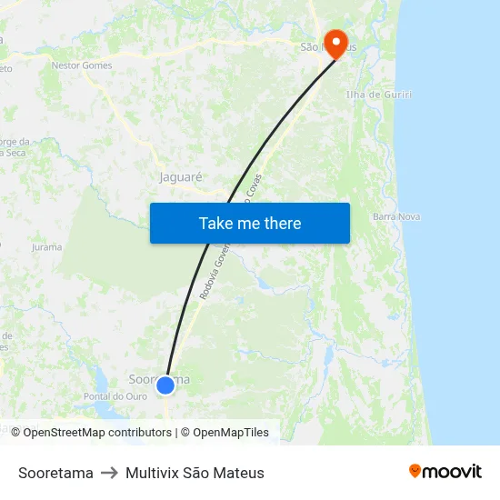 Sooretama to Multivix São Mateus map