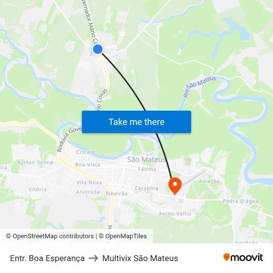 Entr. Boa Esperança to Multivix São Mateus map
