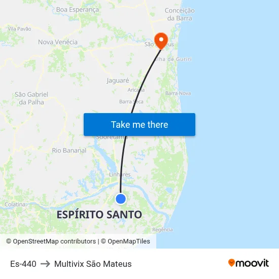Es-440 to Multivix São Mateus map
