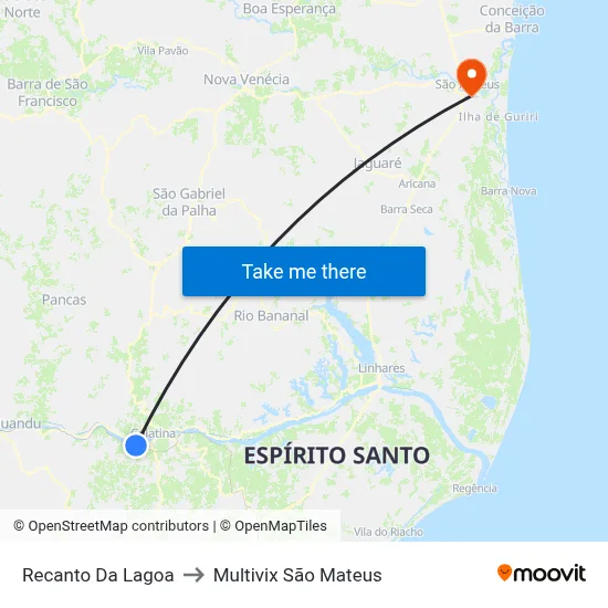 Recanto Da Lagoa to Multivix São Mateus map