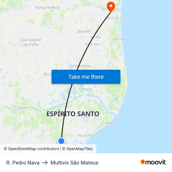 R. Pedro Nava to Multivix São Mateus map