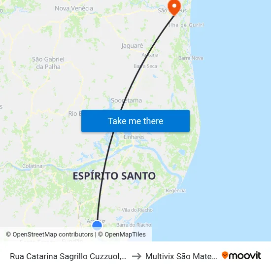 Rua Catarina Sagrillo Cuzzuol, 66 to Multivix São Mateus map