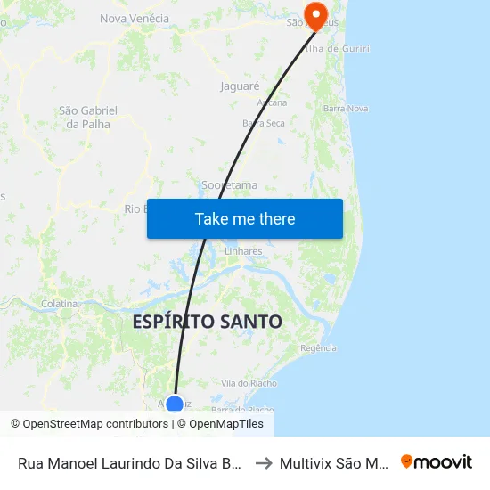 Rua Manoel Laurindo Da Silva Borges, 51 to Multivix São Mateus map