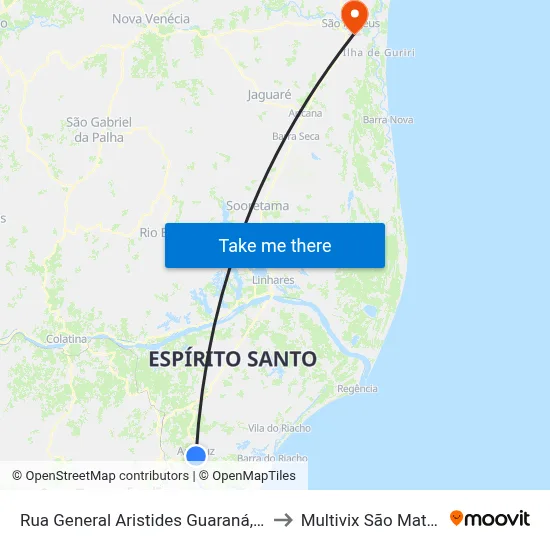 Rua General Aristides Guaraná, 200 to Multivix São Mateus map