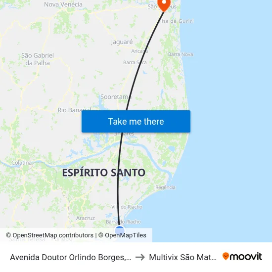 Avenida Doutor Orlindo Borges, 320 to Multivix São Mateus map