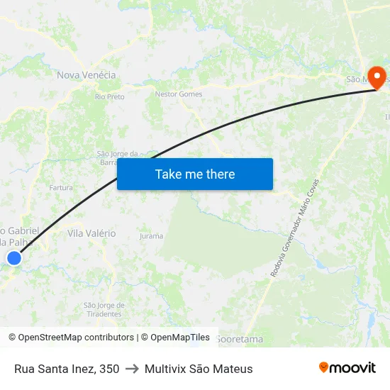 Rua Santa Inez, 350 to Multivix São Mateus map