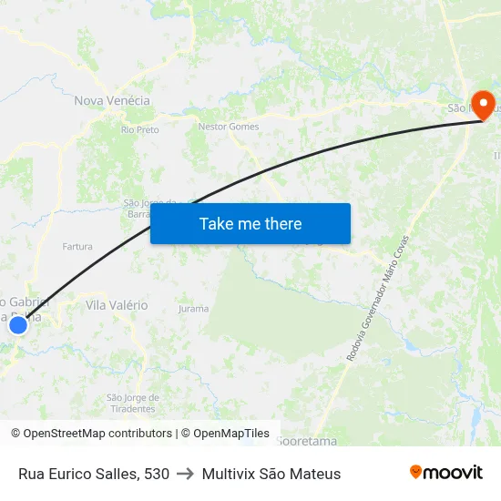 Rua Eurico Salles, 530 to Multivix São Mateus map