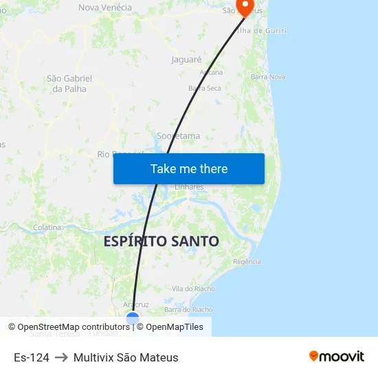 Es-124 to Multivix São Mateus map