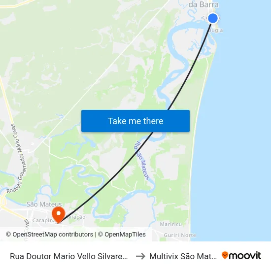 Rua Doutor Mario Vello Silvares, 366 to Multivix São Mateus map