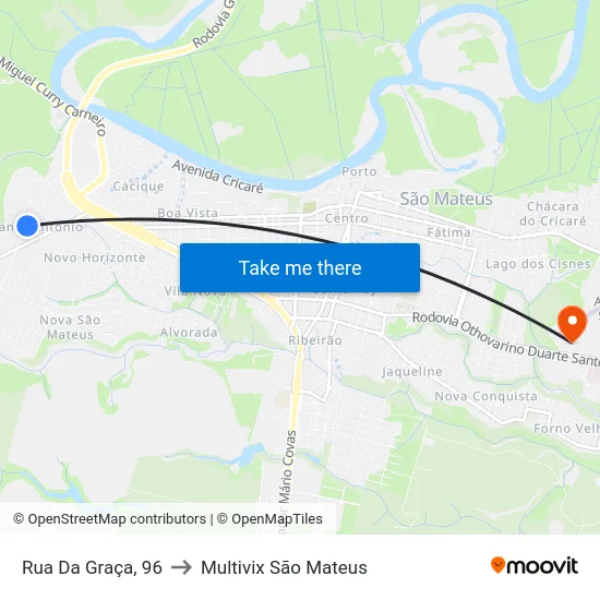 Rua Da Graça, 96 to Multivix São Mateus map
