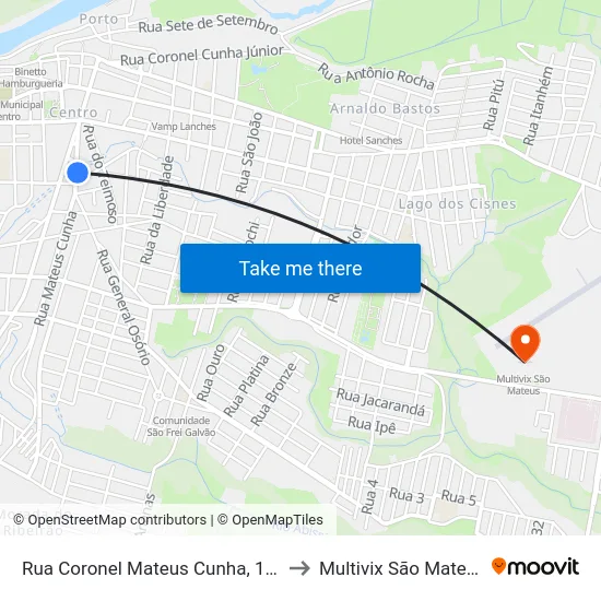 Rua Coronel Mateus Cunha, 167 to Multivix São Mateus map