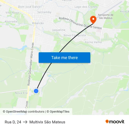 Rua D, 24 to Multivix São Mateus map