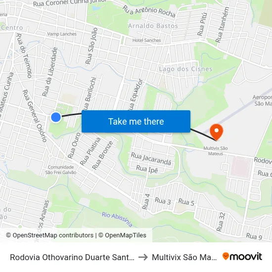 Rodovia Othovarino Duarte Santos, 65 to Multivix São Mateus map