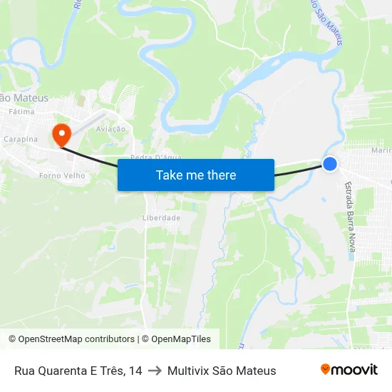 Rua Quarenta E Três, 14 to Multivix São Mateus map