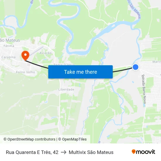 Rua Quarenta E Três, 42 to Multivix São Mateus map